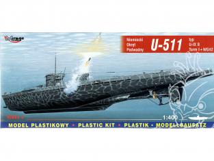 Mirage maquette Sous-marins 40042 U-511 type U-IX B Turm I avec WG42 sous-marin allemand 1/400