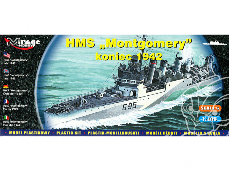 Mirage maquette Bateau 40607 destroyer HMS Montgomery fin 1942 1/400