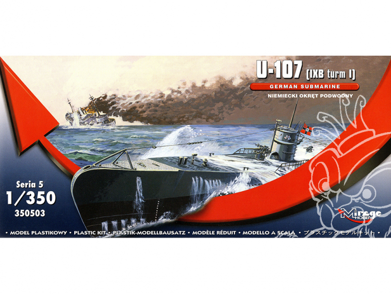 Mirage maquette Sous-marins 350503 U-107 (IXB turm I) sous-marin allemand 1/350