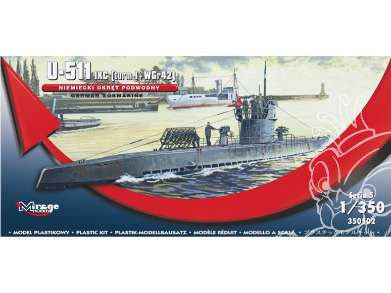 Mirage maquette Sous-marins 350502 U-511 (IXC TURN I + WGr42) sous-marin allemand 1/350