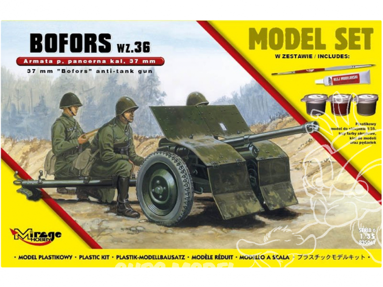 Mirage maquette militaire 835061 MODEL SET BOFORS wz. 36 canon antichar polonais cal.37 mm 1/35