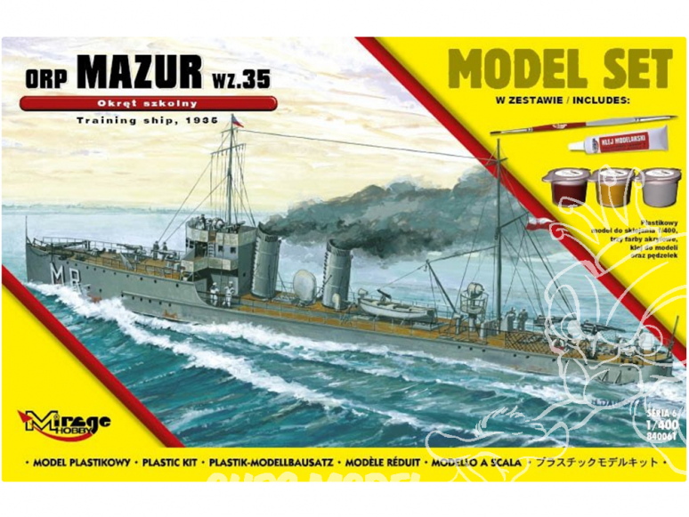 Mirage maquette bateaux 840061 Model Set ORP 'MAZUR' 1935 navire-école polonais 1/400