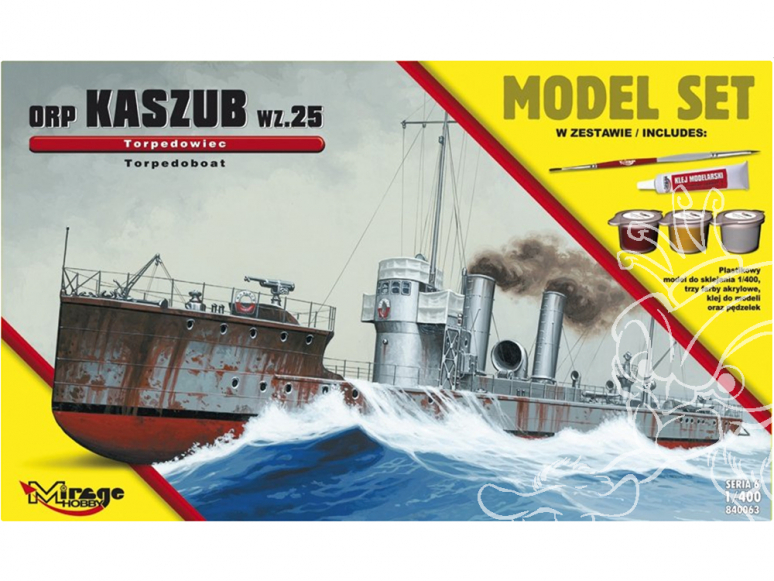 Mirage maquette bateaux 840063 Model Set ORP 'KASZUB' 1935 Navire torpilleur polonais 1/400