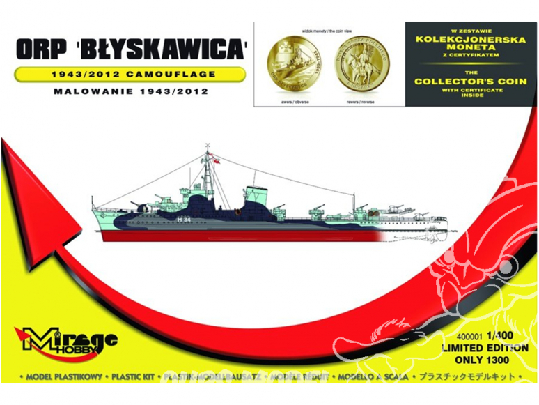 Mirage maquette Bateau 400001 contre-torpilleur ORP Błyskawica 1/400