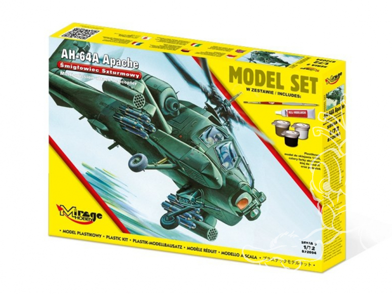 Mirage maquette helicoptere 872094 Model Set Hélicoptère d'attaque Apache AH-64A 1/72