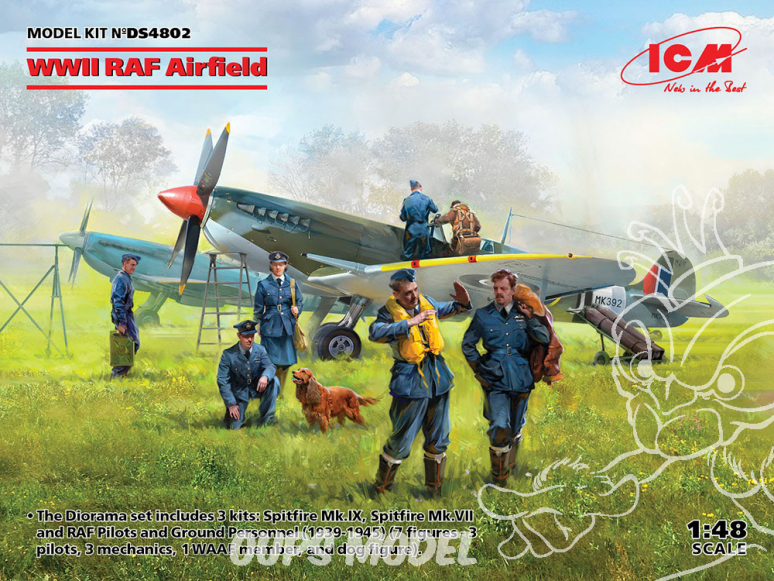 Icm maquette avion DS4802 Aérodrome de la RAF de la Seconde Guerre mondiale 1/48