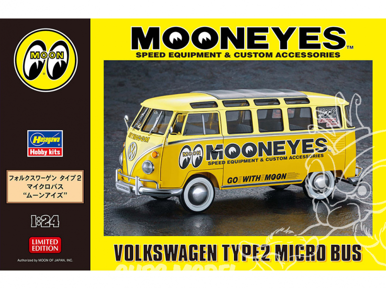 Hasegawa maquette voiture 20477 Minibus Volkswagen Type 2 «Moon Eyes» 1/24