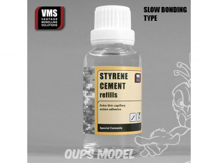 VMS CM02.SL Styrene cement refills slow - Colle maquette plastique lent 30ml