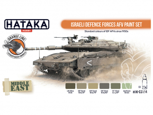 Hataka Hobby peinture laque Orange Line CS114 Ensemble de peinture Israeli Defence Forces AFV 6 x 17ml