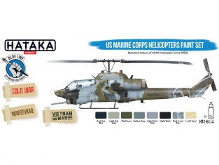 Hataka Hobby peinture acrylique Blue Line BS14 Set de peinture Peinture pour hélicoptères US Marine Corps 8 x 17ml