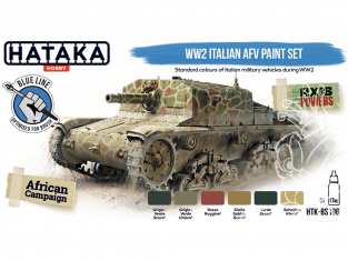 Hataka Hobby peinture acrylique Blue Line BS106 Set de peinture AFV italien WW2 6 x 17ml