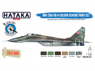 Hataka Hobby peinture acrylique Blue Line BS105 Ensemble de peinture 4 couleurs MiG-29A /UB 6 x 17ml