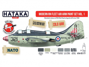 Hataka Hobby peinture acrylique Red Line AS113 Ensemble de peinture Modern RN Fleet Air Arm vol.1 6 x 17ml