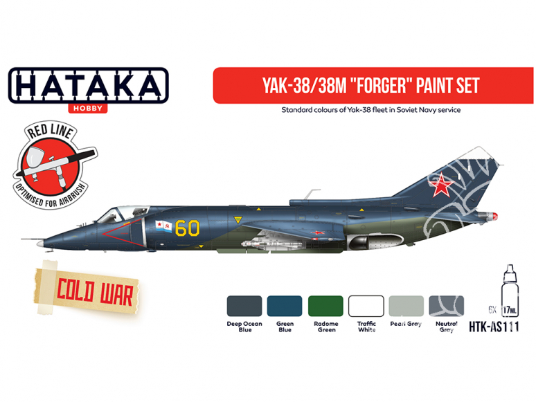 Hataka Hobby peinture acrylique Red Line AS111 Ensemble de peinture Modern RN Fleet Air Arm vol.1 6 x 17ml