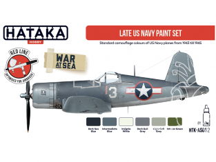 Hataka Hobby peinture acrylique Red Line AS05.2 Ensemble de peinture de la fin WWII US Navy 6 x 17ml
