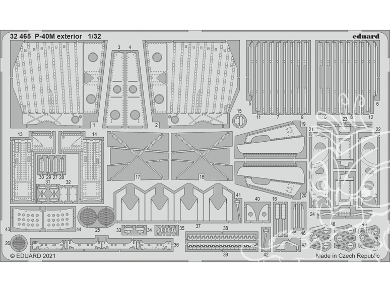 Eduard photodécoupe avion 32465 Extérieur P-40M Trumpeter 1/32