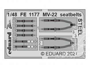 EDUARD photodecoupe avion FE1177 Harnais métal MV-22 Hobby Boss 1/48