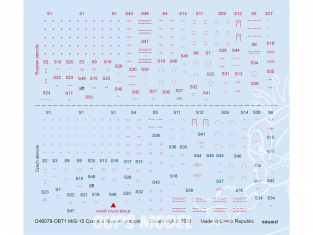 Eduard Decalques avion D48079 Marquages / Stencils MiG-15 Tchèque & Russe 1/48