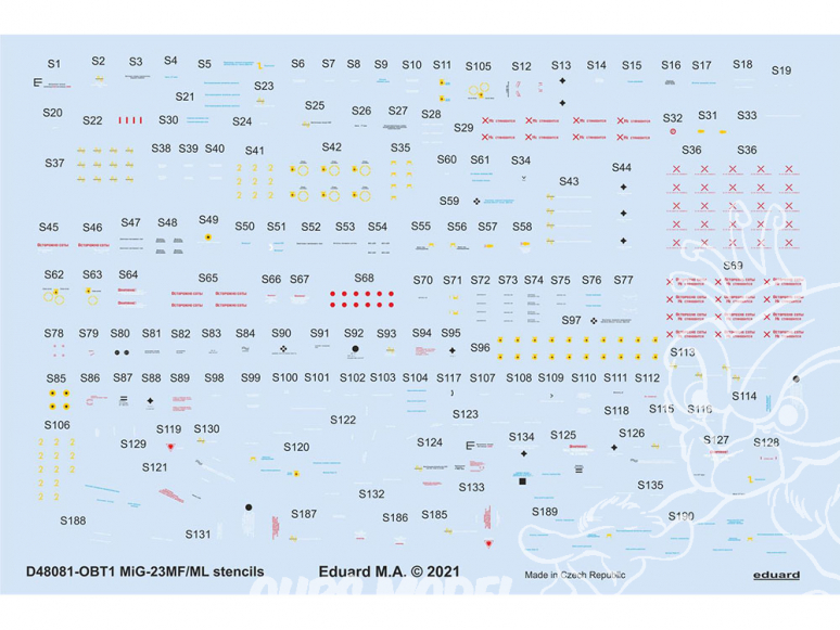 Eduard Decalques avion D48081 Marquages / Stencils MiG-23MF/ML Trumpeter 1/48