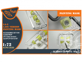 Clear Prop kit d'amelioration avion CPA72030 Masque de peinture La-5 (version tardive) en "papier kabuki jaune" 1/72
