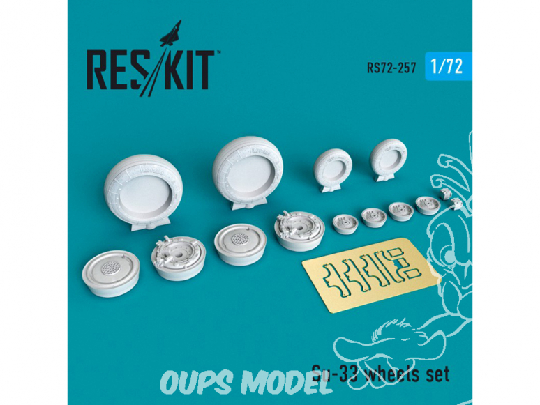 ResKit kit d'amelioration Avion RS72-0257 Ensemble de Roues en résine Su-33 pour Zvezda, Hasegawa, Trumpeter 1/72