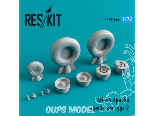 ResKit kit d'amelioration Hélicoptére RS72-0144 Ensemble de Roues en résine AH-64 Apache Type 2 (NOUVEAU MOULE) 1/72