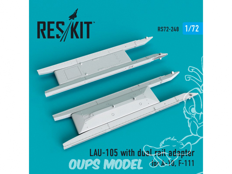 ResKit kit d'amelioration Avion RS72-0248 LAU-105 avec adaptateur double rail pour A-10 et F-111 (2 pièces) 1/72