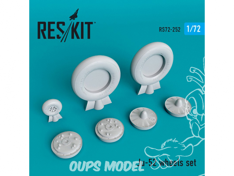 ResKit kit d'amelioration avion RS72-0252 Ensemble de Roues en résine Ju -52 kit Italeri, Airfix 1/72