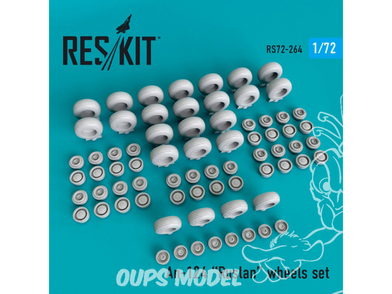 ResKit kit d'amelioration Avion RS72-0264 Jeu de roues An-124 Ruslan pour kit Modelsvit 1/72