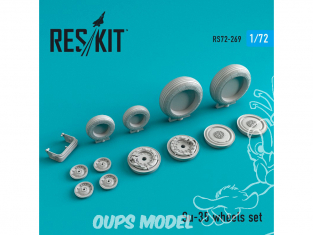 ResKit kit d'amelioration Avion RS72-0269 Jeu de roues Su-35 pour kit GWH, Hasegawa, Zvezda 1/72