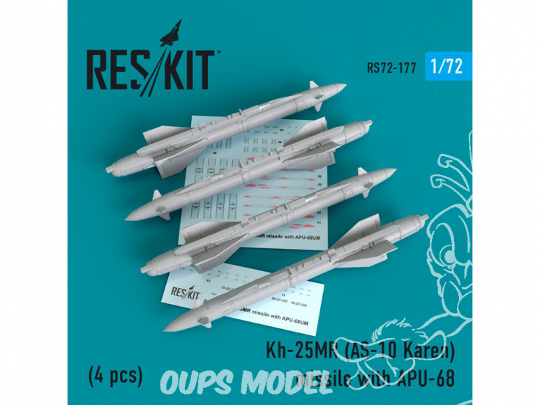 ResKit kit d'amelioration Avion RS72-0177 Missile Kh-25MR (AS-10 Karen) avec APU-68 (4 pieces) 1/72