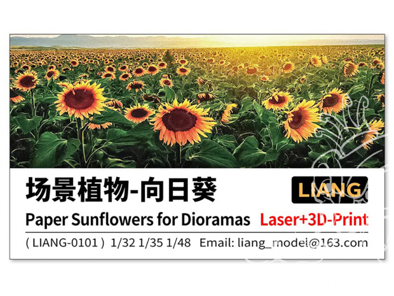 Liang Model 0101 Tournesols en papier pour diorama x6 1/35 - 1/48 - 1/72