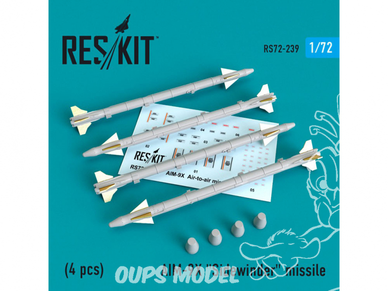 ResKit kit d'amelioration Avion RS72-0239 AIM-9X (4 pieces) 1/72