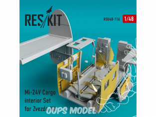 ResKit kit d'amelioration Hélicoptére RSU48-0116 Mi-24 (V) Cargo Interieur Set pour kit Zvezda 1/48