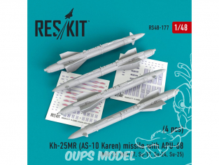 ResKit kit d'amelioration Avion RS48-0177 Missile Kh-25MR (AS-10 Karen) avec APU-68 (4 pièces) 1/48