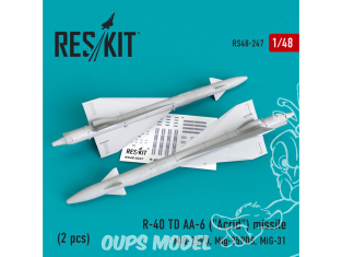 ResKit kit d'amelioration Avion RS48-0247 Missile R-40 TD (2 pièces) 1/48