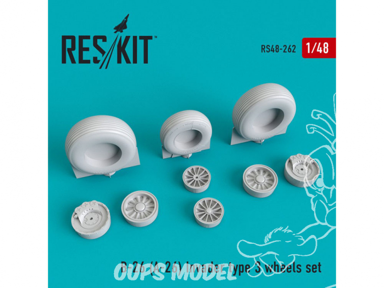 ResKit kit d'amelioration Avion RS48-0262 Jeu de roues B-26 (A-26) Invader type 3 1/48