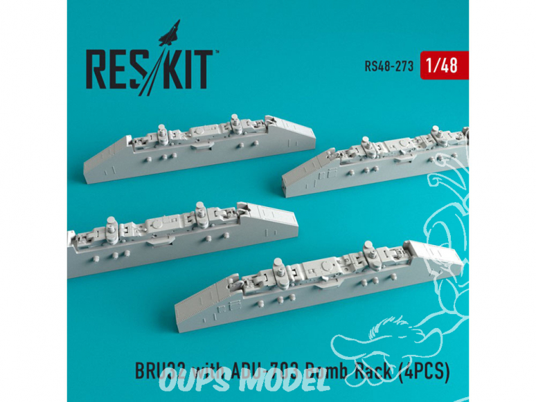 ResKit kit d'amelioration Avion RS48-0273 BRU32 avec support de bombes ADU-703 4 piéces 1/48