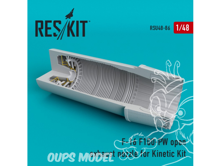 ResKit kit d'amelioration Avion RSU48-0086 Tuyère ouverte F-16 (F100-PW) pour kit Kinetic 1/48
