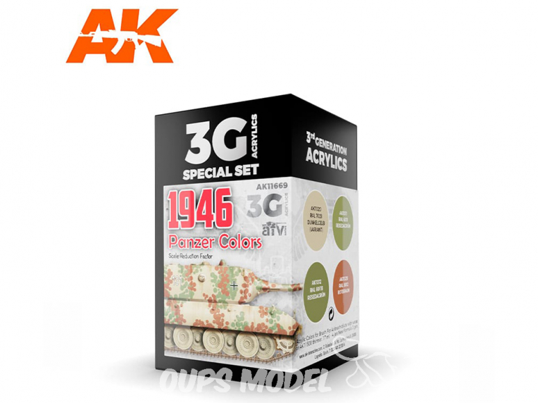 Ak interactive peinture acrylique 3G Set AK11669 Couleurs Panzer 1946 4 x 17ml
