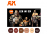 Ak interactive peinture acrylique 3G Set AK11621 Couleurs peau et chair 6 x 17ml