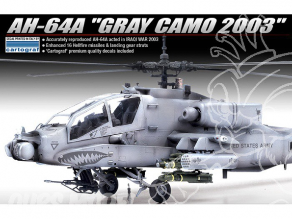 Academy maquette hélicoptère 12239 AH-64A Gray Camo 2003 1/48
