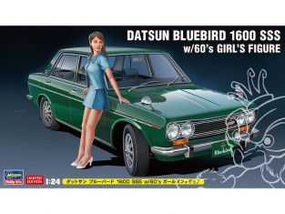Hasegawa maquette voiture 52277 Datsun Bluebird 1600 SSS avec figurine de filles des années 60 1/24