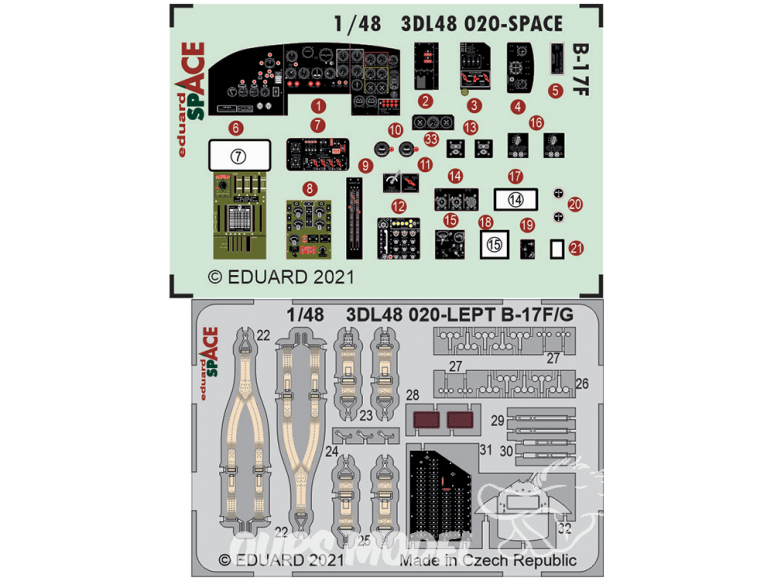 Eduard Space décalques 3D 3DL48020 B-17F Hk Models 1/48