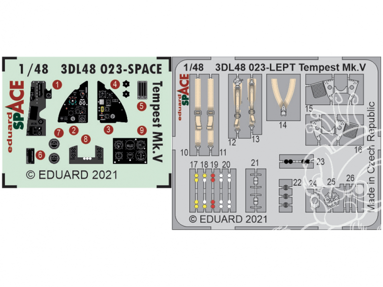 Eduard Space décalques 3D 3DL48023 Tempest Mk.V Eduard 1/48