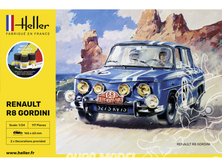 Heller maquette voiture 56700 RENAULT R8 GORDINI inclus peintures principale colle et pinceau 1/24