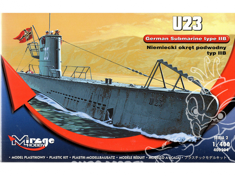 Mirage maquette Sous-marins 400204 U23 type II B Allemand 1/400