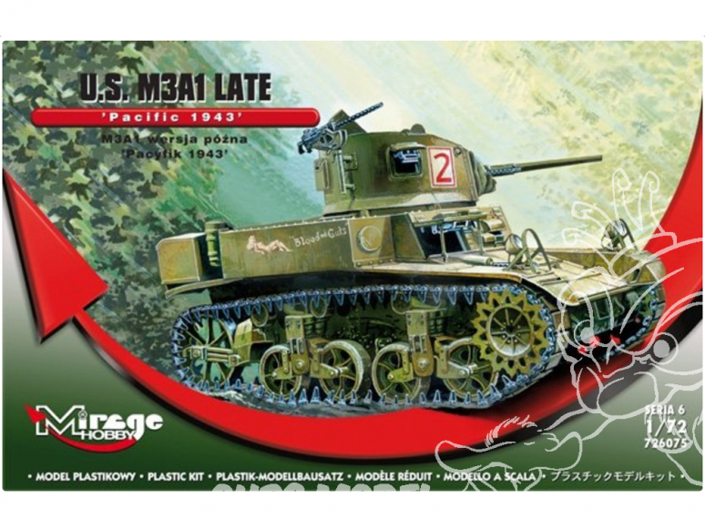 Mirage maquette militaire 726075 M3A1 Light Tank 'Pacific 1943' flate version 1/72