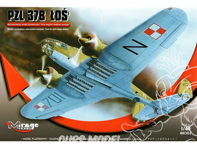 Mirage maquette avion 481302 Avion bombardier PZL-37B Łoś 1/48