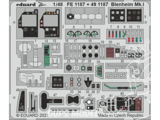 EDUARD photodecoupe avion FE1187 Zoom amélioration Blenheim Mk.I Airfix 1/48